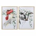 Youngs Wood Frame Canvas Rooster & Cow, Assorted Color - 2 Piece 20621